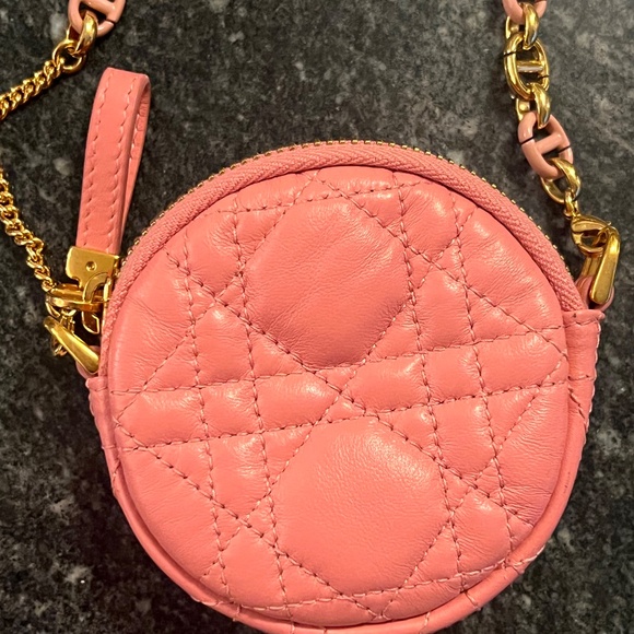 DIOR CARO ROUND POUCH PINK LEATHER - Picture 3 of 3